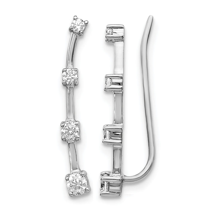 14k White Gold 1/3 CT Diamond Graduated 4-stone Ear Climber Earrings
