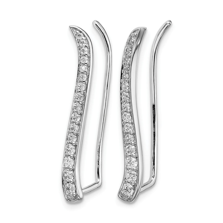 14k White Gold 1/2 CT Diamond Curved Ear Climber Earrings