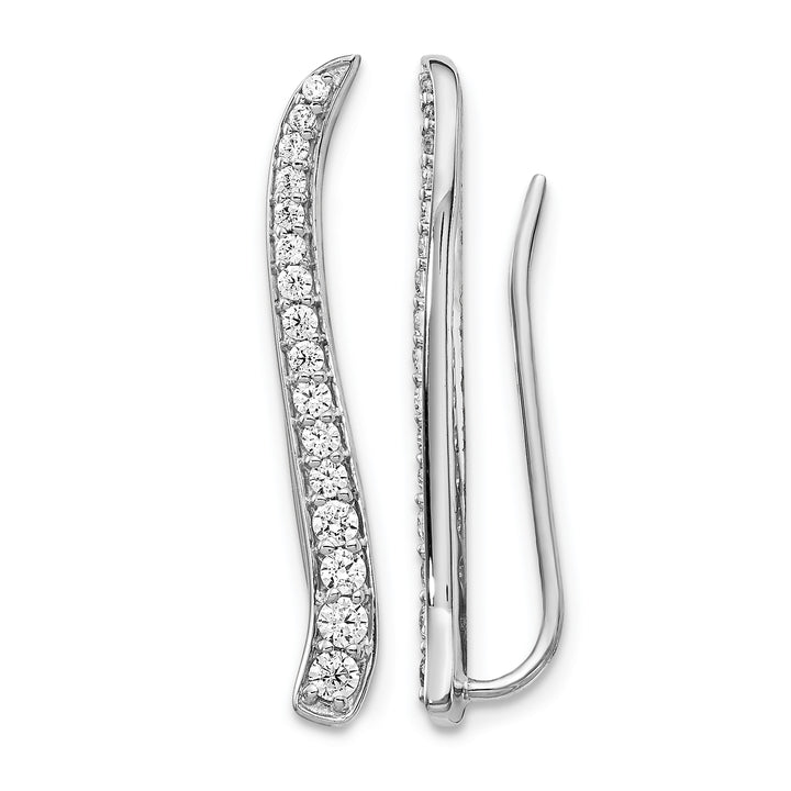 14k White Gold 1/2 CT Diamond Curved Ear Climber Earrings