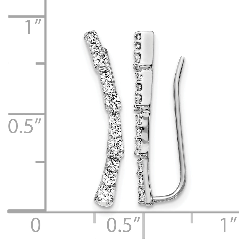 14k White Gold 1/2 CT Diamond Fancy Ear Climber Earrings