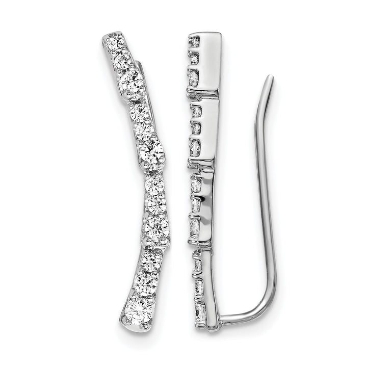 14k White Gold 1/2 CT Diamond Fancy Ear Climber Earrings