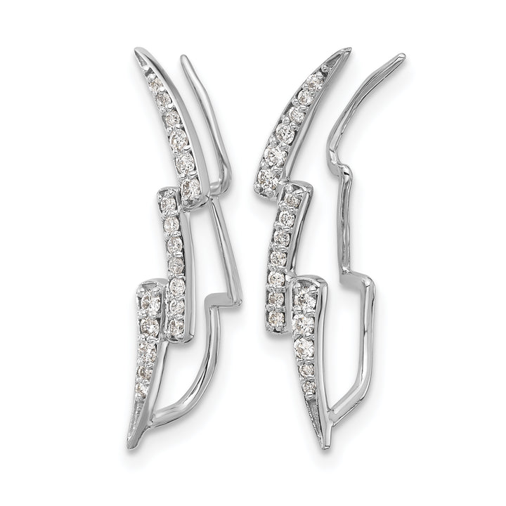 14k White Gold 1/3 CT Diamond Lightning Design Ear Climber Earrings
