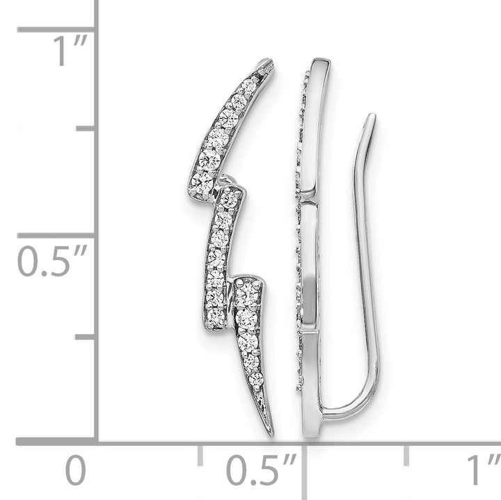 14k White Gold 1/3 CT Diamond Lightning Design Ear Climber Earrings