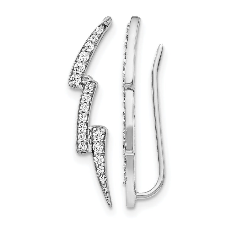 14k White Gold 1/3 CT Diamond Lightning Design Ear Climber Earrings