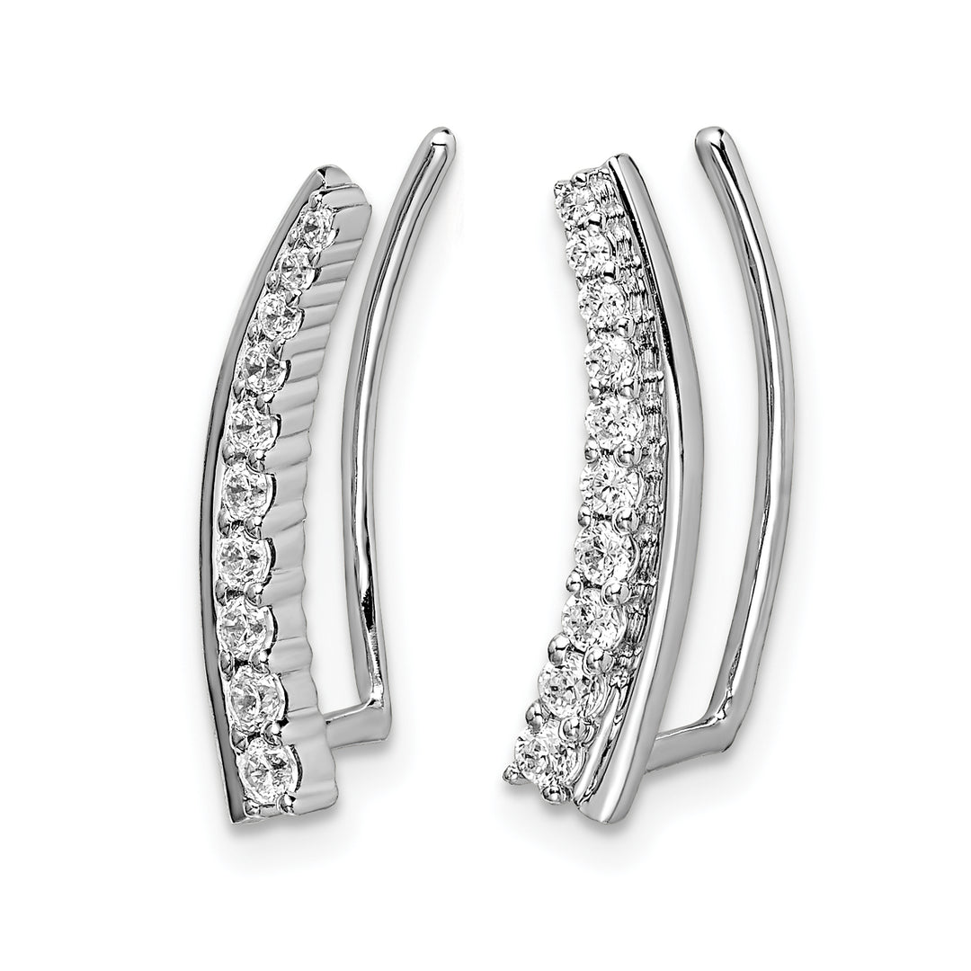 14k White Gold 1/3 CT Diamond Graduated Ear Climber Earrings