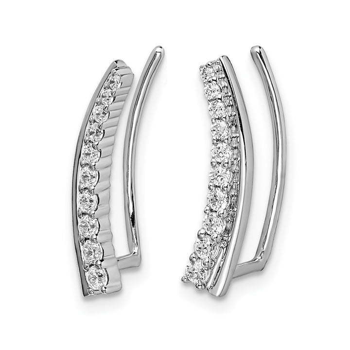 14k White Gold 1/3 CT Diamond Graduated Ear Climber Earrings