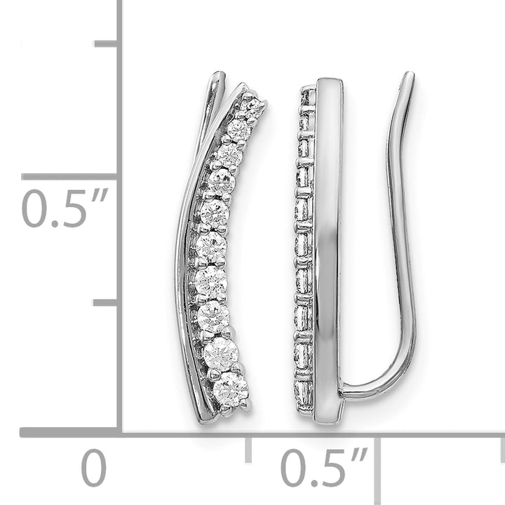 14k White Gold 1/3 CT Diamond Graduated Ear Climber Earrings