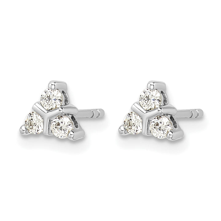 14k White Gold 1/4 CT Diamond 3-Stone Triangle Shape Post Earrings
