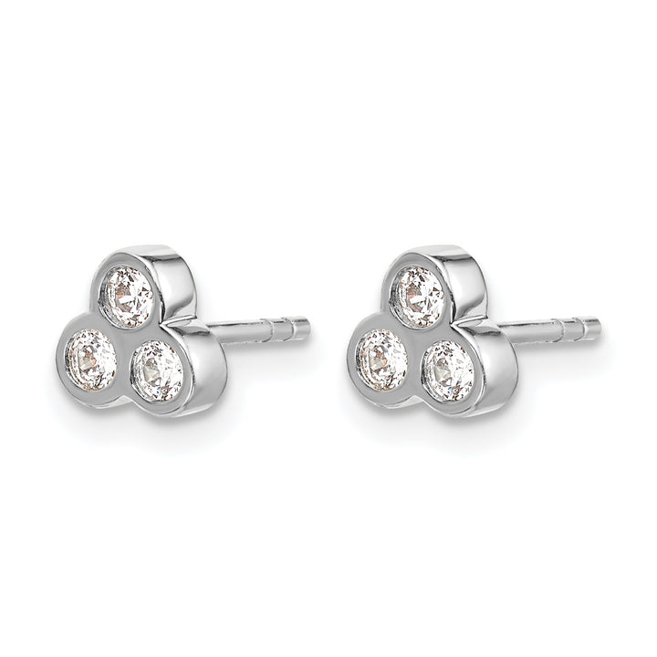 14k White Gold 1/4 CT Diamond 3-Stone Bezel Post Earrings