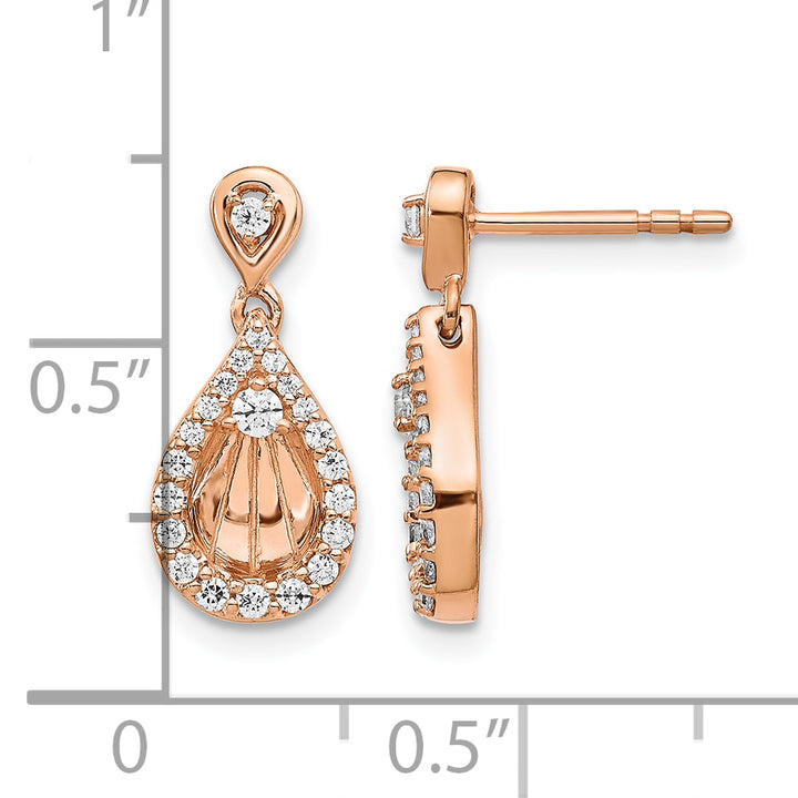 14k Rose Gold 1/3 CT Diamond Teardrop Dangle Post Earrings