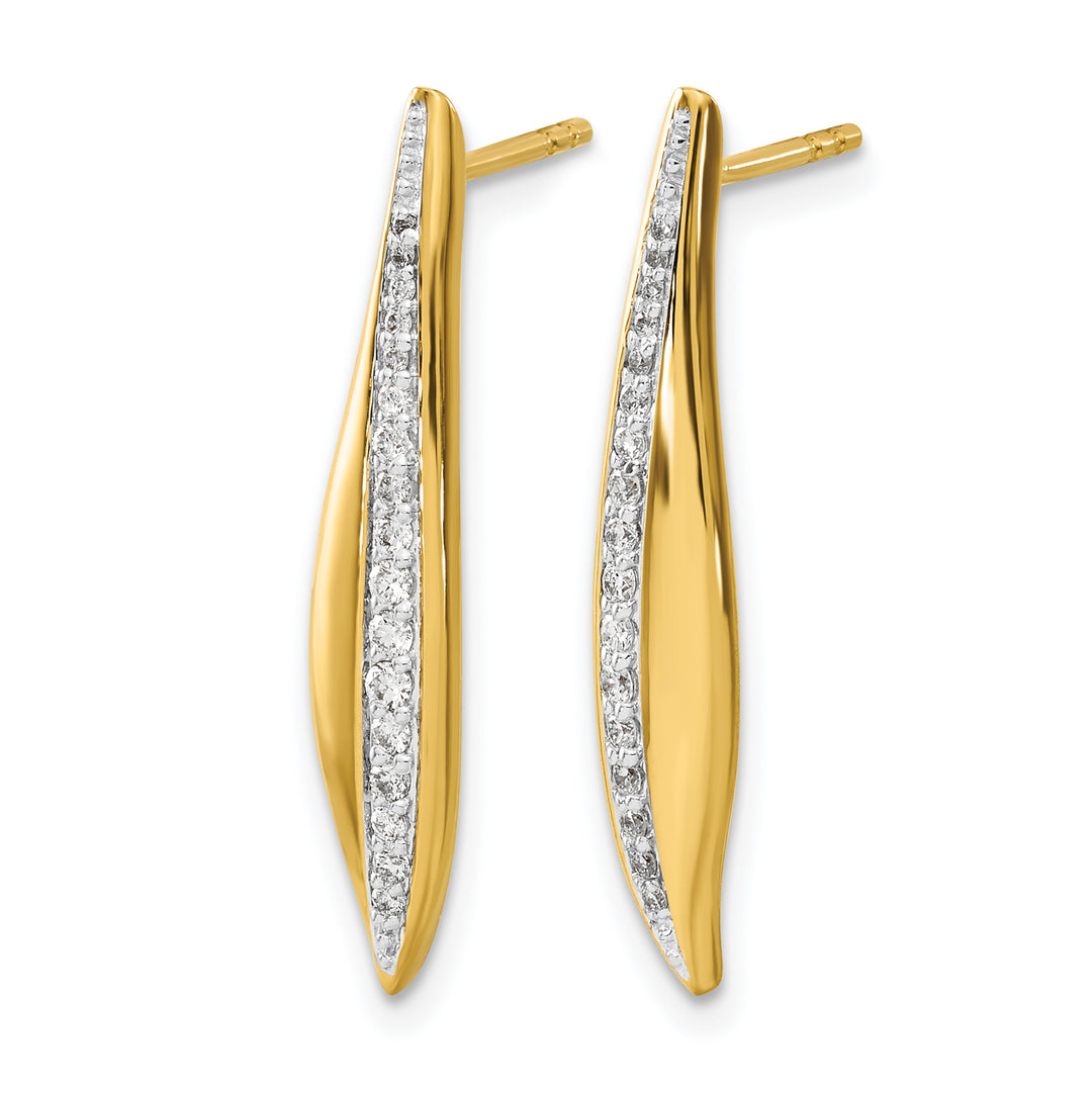 14k Yellow Gold 1/4 CT Diamond Drop Post Earrings