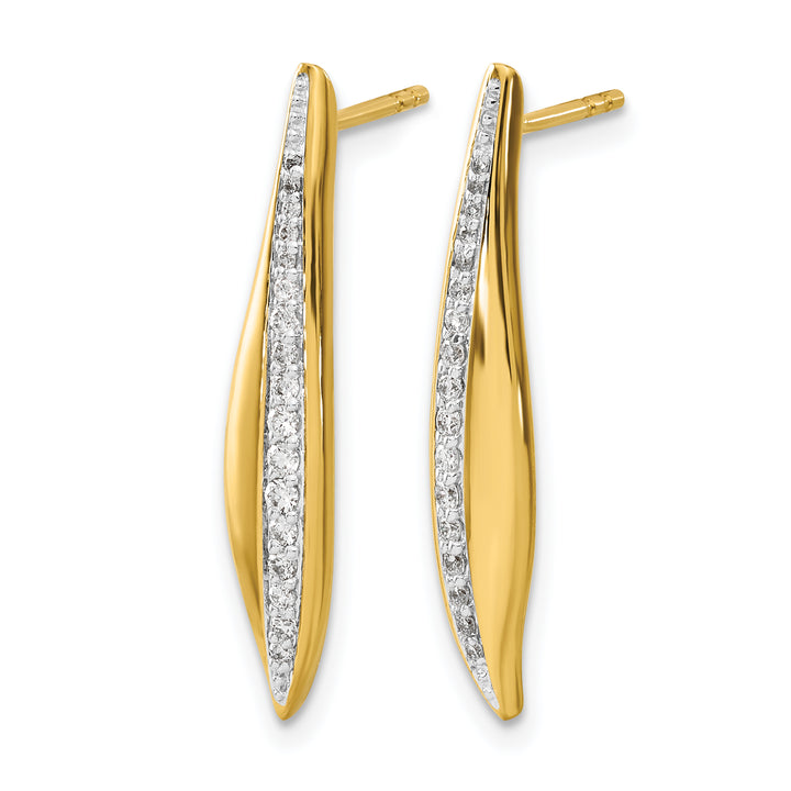 14k Yellow Gold 1/4 CT Diamond Drop Post Earrings