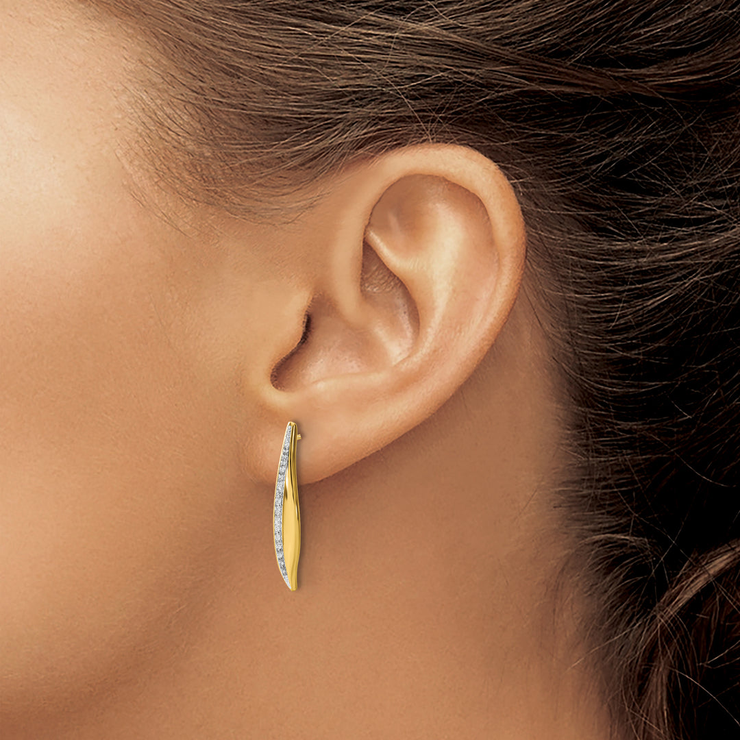 14k Yellow Gold 1/4 CT Diamond Drop Post Earrings