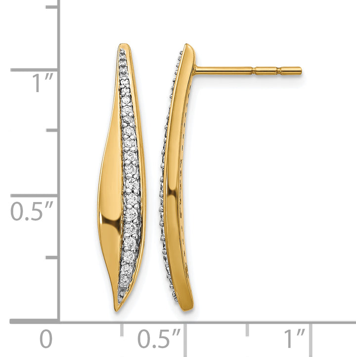 14k Yellow Gold 1/4 CT Diamond Drop Post Earrings