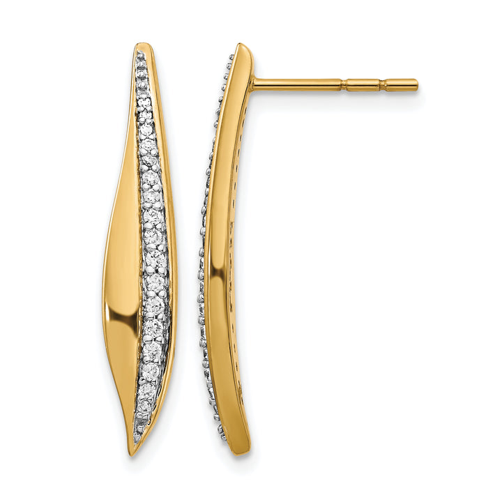 14k Yellow Gold 1/4 CT Diamond Drop Post Earrings