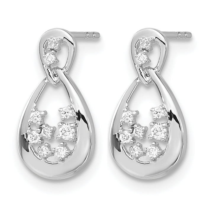14k White Gold 1/8 CT Diamond Teardrop Design Post Earrings