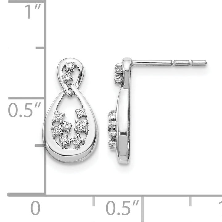 14k White Gold 1/8 CT Diamond Teardrop Design Post Earrings