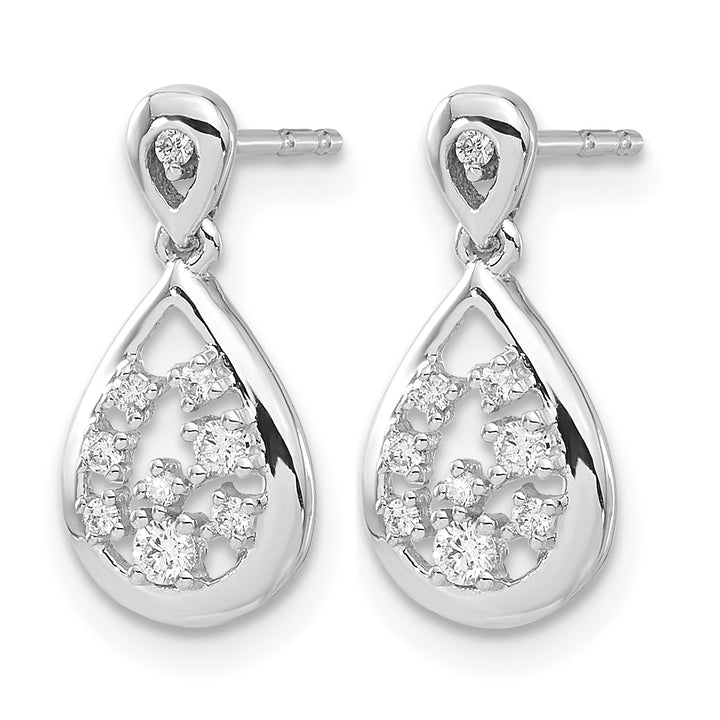 14k White Gold 1/6 CT Diamond Teardrop Dangle  Design Post Earrings
