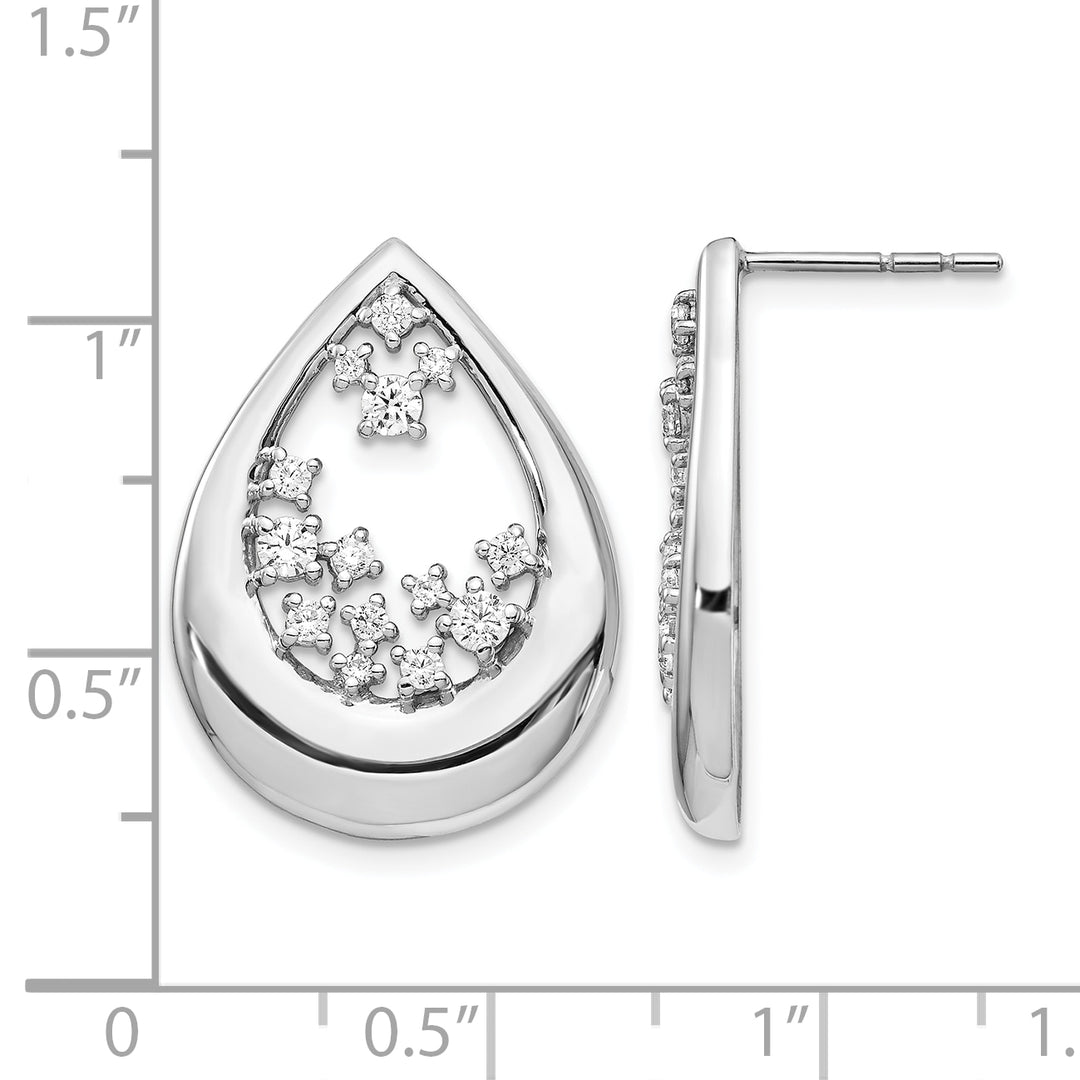 14k White Gold 3/4 CT Diamond Teardrop Fancy Post Earrings