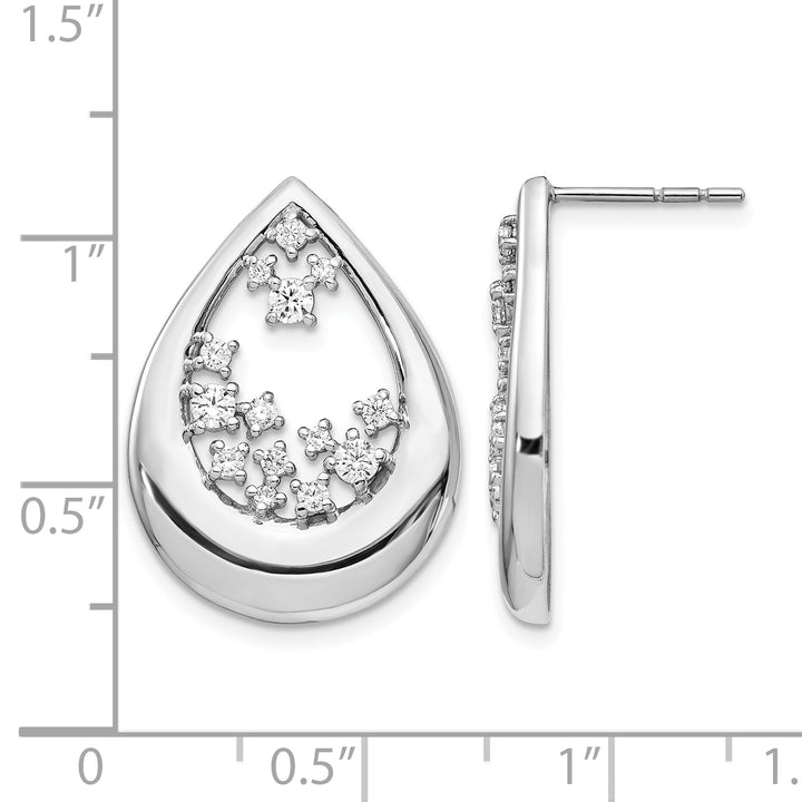 14k White Gold 3/4 CT Diamond Teardrop Fancy Post Earrings