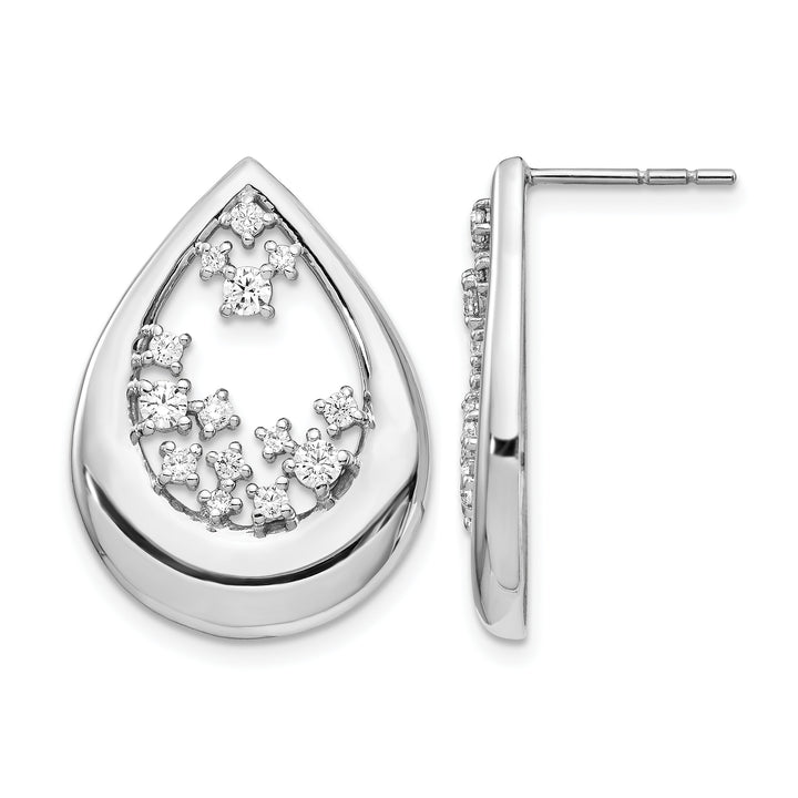 14k White Gold 3/4 CT Diamond Teardrop Fancy Post Earrings