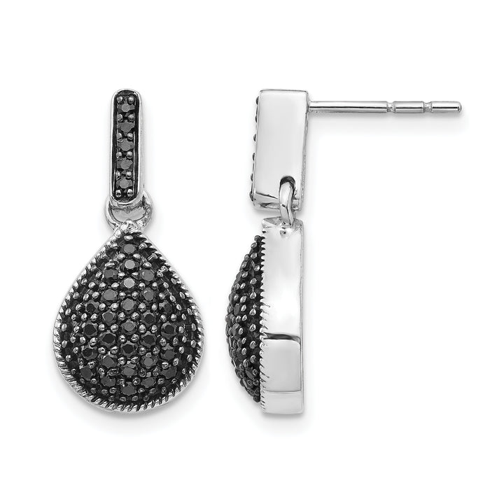 14k White Gold 1/2 CT Black Diamond Teardrop Dangle Post Earrings