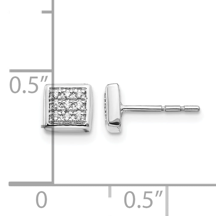 14k White Gold 1/10 CT Diamonds Cluster Square Post Earrings
