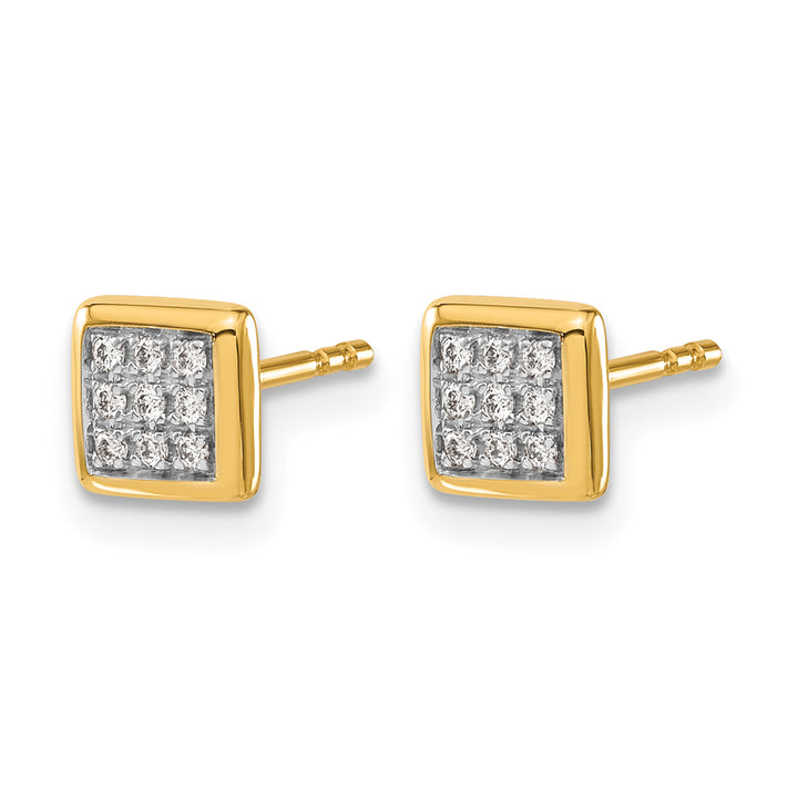 14k White Gold 1/10 CT Diamond Cluster Square Post Earrings