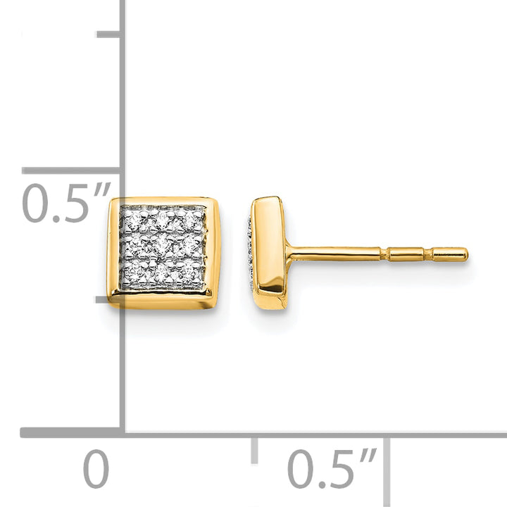 14k White Gold 1/10 CT Diamond Cluster Square Post Earrings