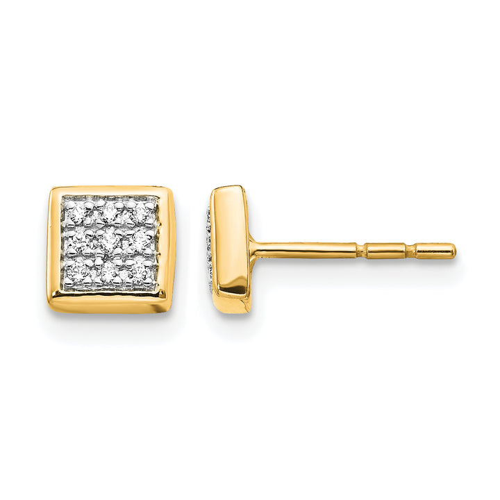 14k White Gold 1/10 CT Diamond Cluster Square Post Earrings