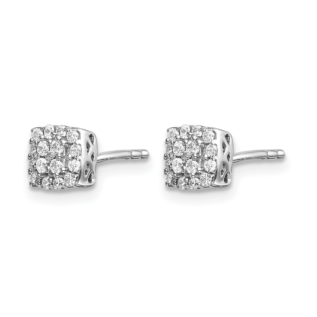 14k White Gold 1/4 CT Diamond Square Halo Design Post Earrings