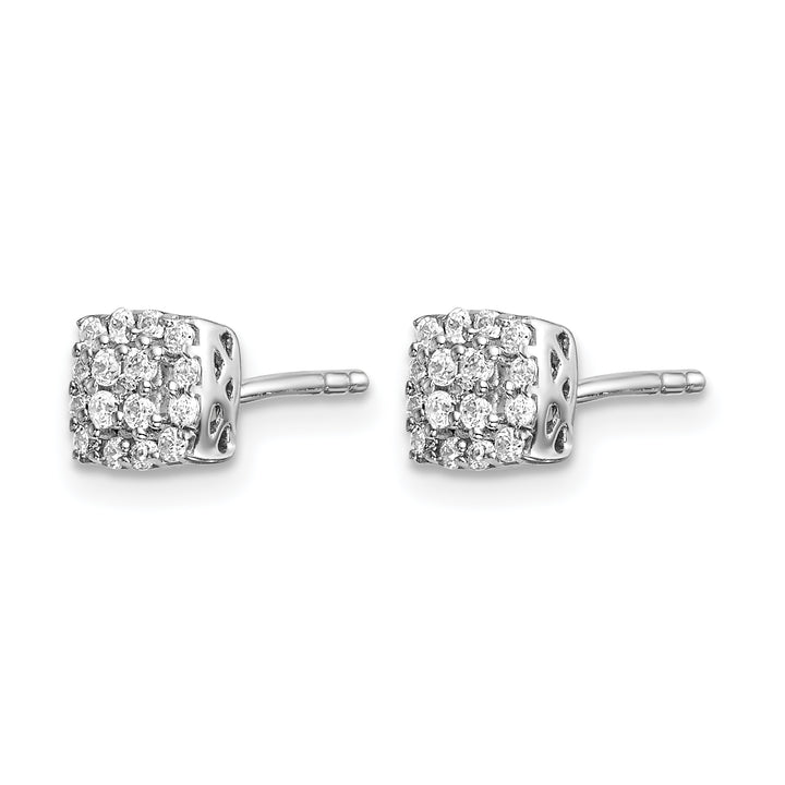 14k White Gold 1/4 CT Diamond Square Halo Design Post Earrings