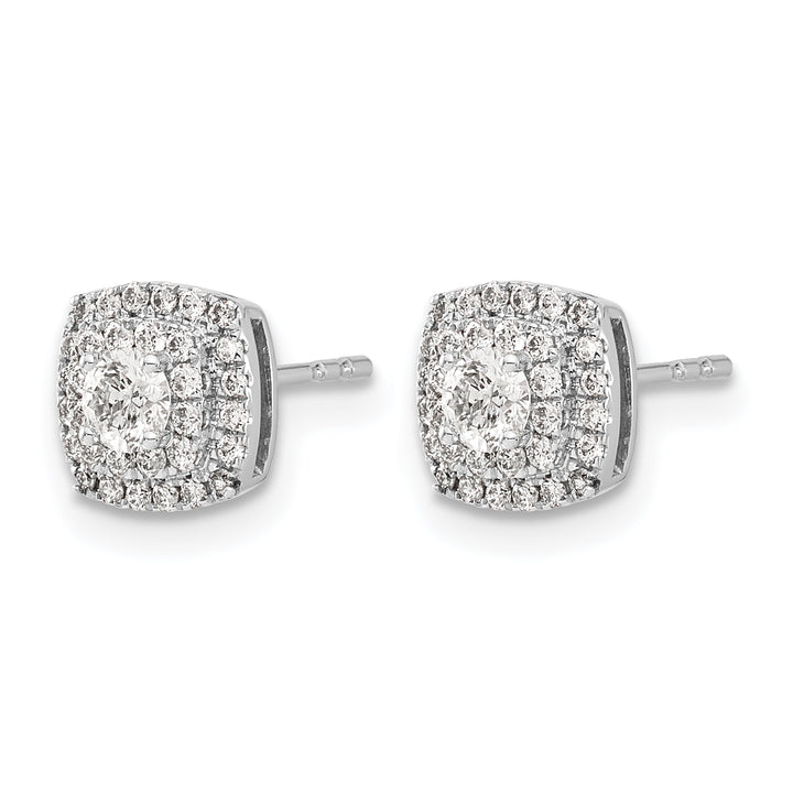 14k White Gold 1/2 CT Diamond Square Halo Design Post Earrings