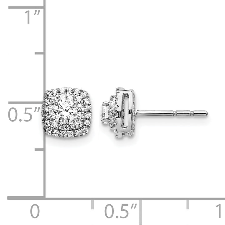 14k White Gold 1/2 CT Diamond Square Halo Design Post Earrings