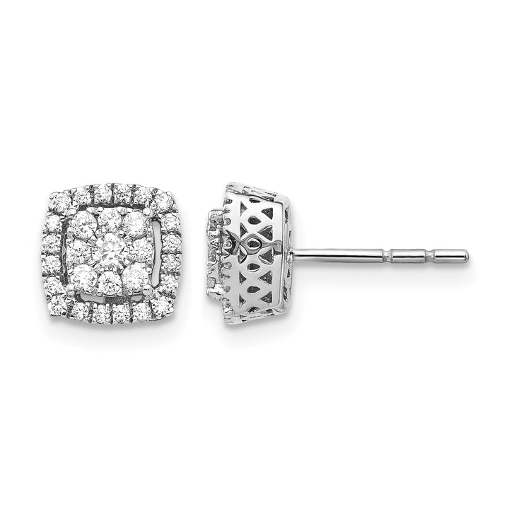 14k White Gold 1/2 CT Diamond Square Cluster Post Earrings