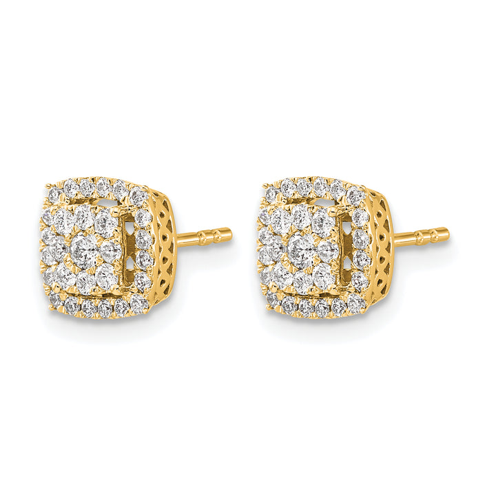 14k Yellow Gold 1/2 CT Diamond Square Cluster Post Earrings