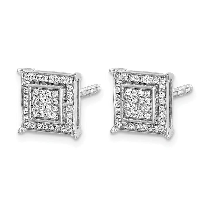 14k White Gold 1/4 CT Diamond Square Bezel Screwback Post Earrings