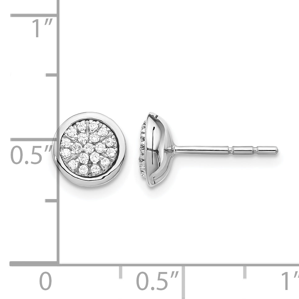 14k White Gold 1/5 CT Diamond Cluster Design Post Earrings