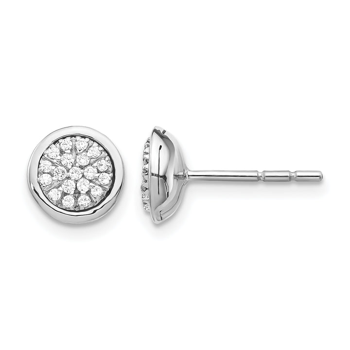 14k White Gold 1/5 CT Diamond Cluster Design Post Earrings