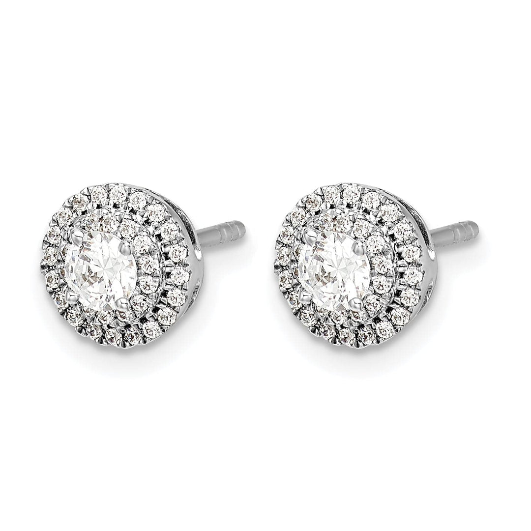 14k White Gold 1/2 CT Diamond Round Cluster Post Earrings
