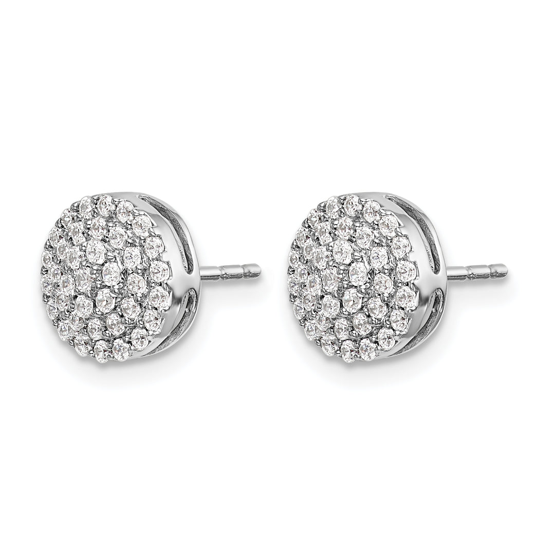 14k White Gold 1/2 CT Diamond Round Cluster Fancy Post Earrings
