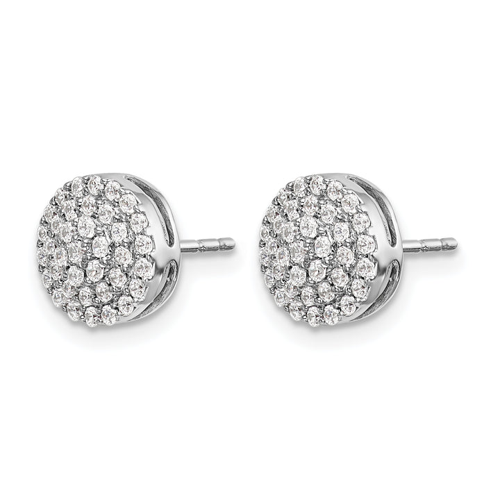 14k White Gold 1/2 CT Diamond Round Cluster Fancy Post Earrings