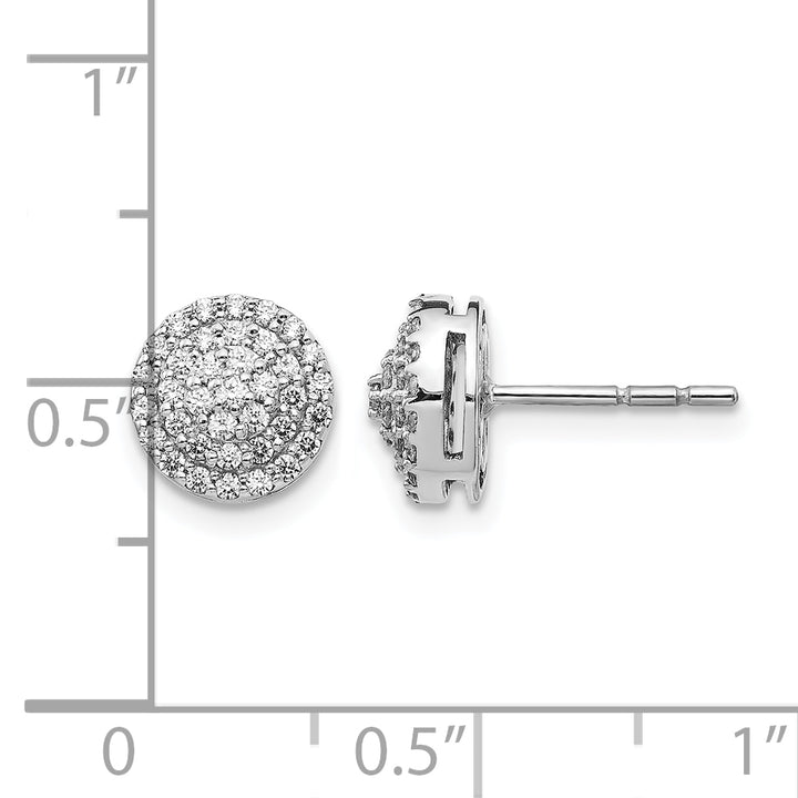 14k White Gold 1/2 CT Diamond Round Cluster Fancy Post Earrings