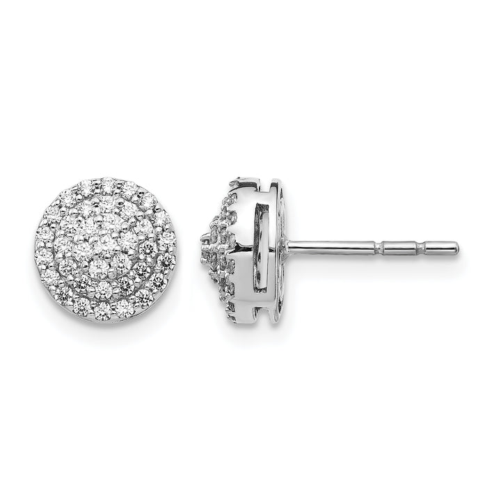 14k White Gold 1/2 CT Diamond Round Cluster Fancy Post Earrings
