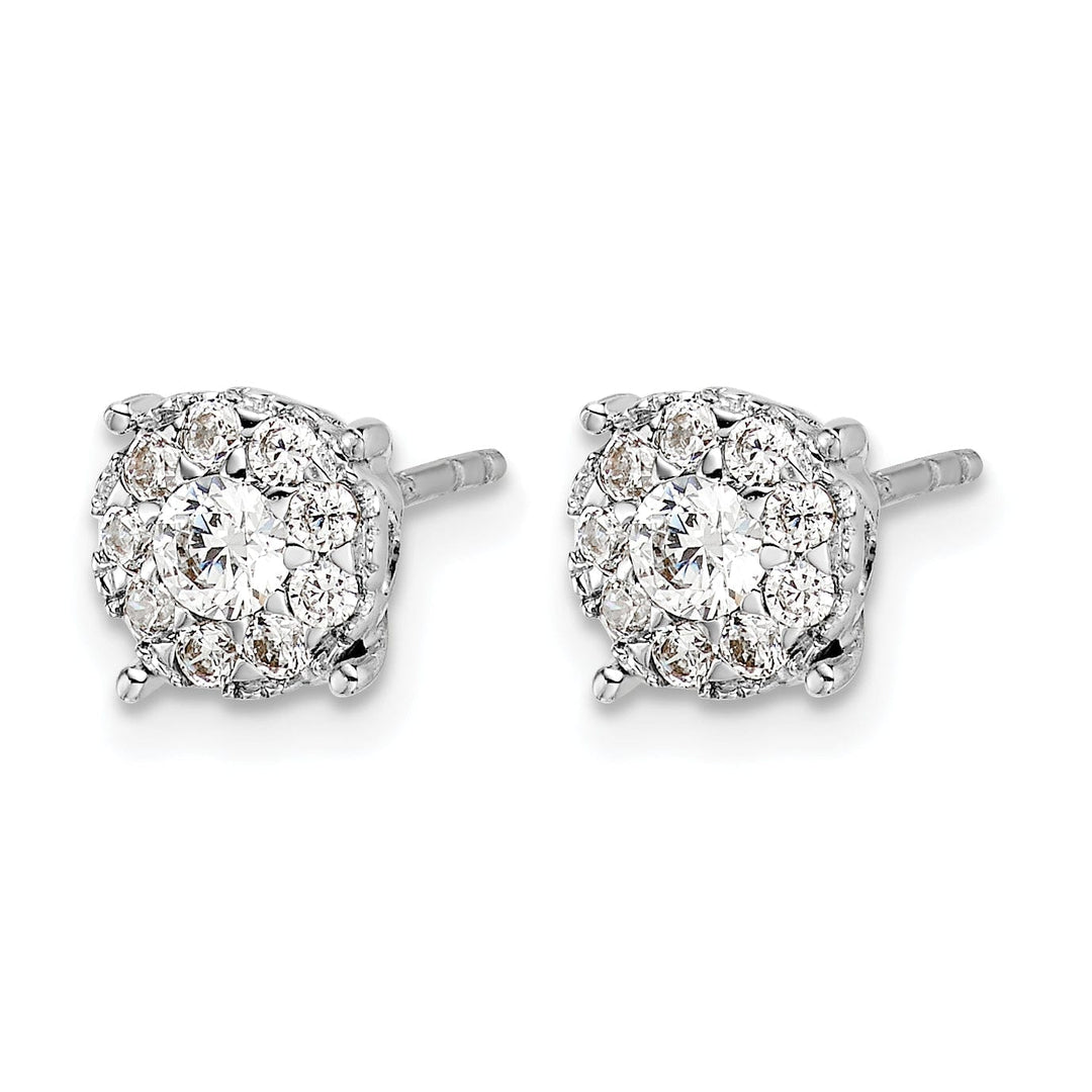14k White Gold 1/2 CT Diamond Round Cluster Post Earrings