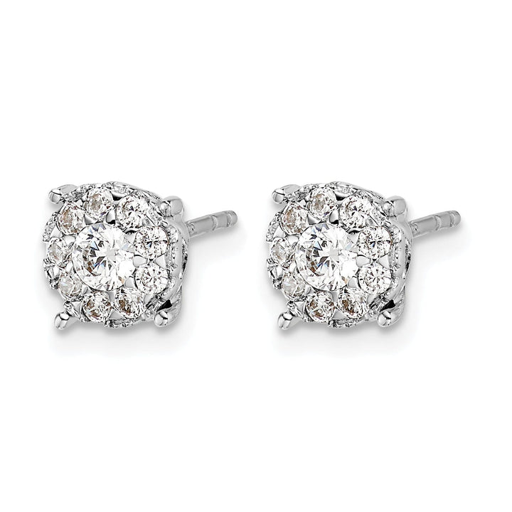 14k White Gold 1/2 CT Diamond Round Cluster Post Earrings