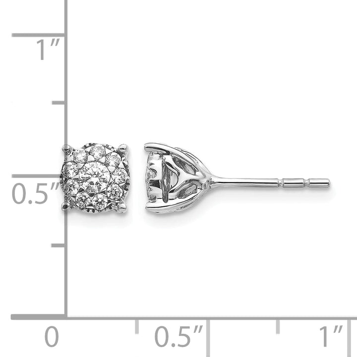 14k White Gold 1/2 CT Diamond Round Cluster Post Earrings