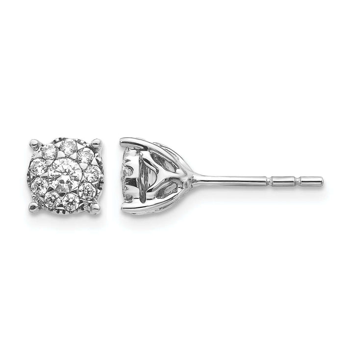 14k White Gold 1/2 CT Diamond Round Cluster Post Earrings