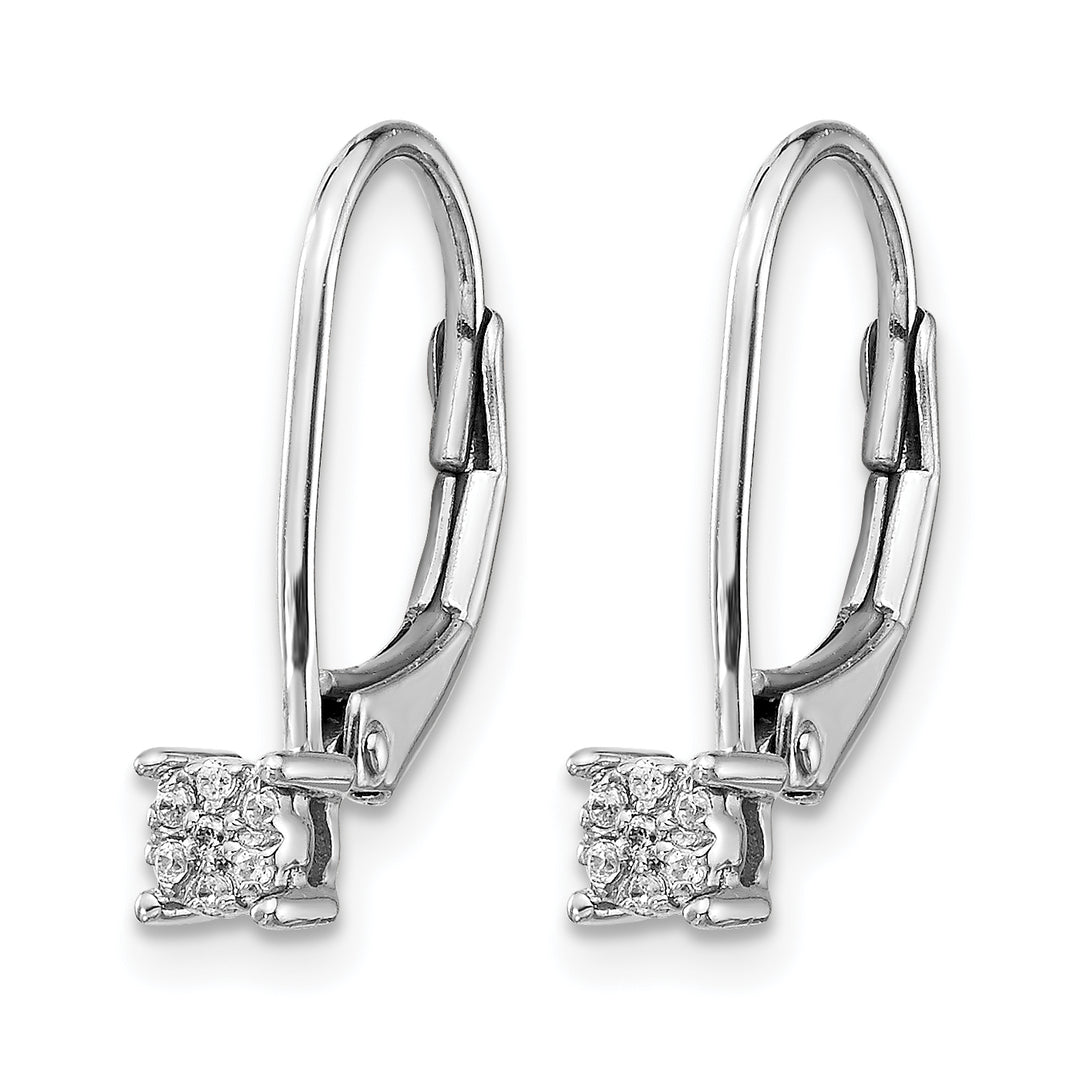 14k White Gold 1/20 CT Diamond Cluster Leverback Earrings