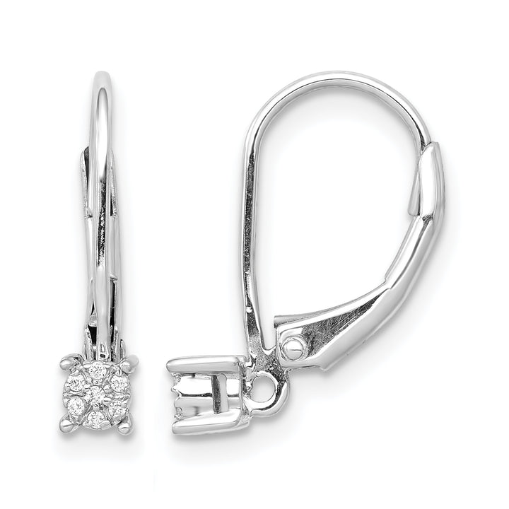 14k White Gold 1/20 CT Diamond Cluster Leverback Earrings